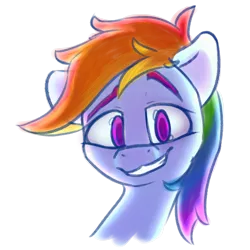 Size: 3000x3000 | Tagged: safe, artist:packy paca, derpibooru import, rainbow dash, pony, bust, image, png, raised eyebrow, simple background, smiling, transparent background