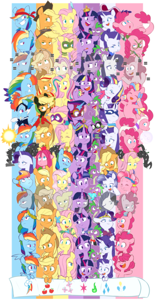 Size: 4579x8800 | Tagged: safe, artist:chub-wub, derpibooru import, edit, applejack, fili-second, fluttershy, humdrum, masked matter-horn, mistress marevelous, pinkie pie, radiance, rainbow dash, rarity, saddle rager, spike, twilight sparkle, twilight sparkle (alicorn), zapp, alicorn, crystal pony, dragon, earth pony, pegasus, pony, seapony (g4), unicorn, magical mystery cure, my little pony: the movie, power ponies (episode), princess twilight sparkle (episode), the best night ever, the crystal empire, the cutie map, the cutie re-mark, the return of harmony, twilight's kingdom, absurd resolution, alternate hairstyle, alternate timeline, apocalypse dash, applejack's hat, baby, baby spike, bandana, big crown thingy, captain twilight, chrysalis resistance timeline, clothes, comic book, commonity, cowboy hat, crystal war timeline, crystallized, dashstorm, discorded, dress, element of generosity, element of honesty, element of kindness, element of laughter, element of loyalty, element of magic, elements of harmony, equal cutie mark, equalized, eyes closed, eyeshadow, female, filly, filly applejack, filly fluttershy, filly pinkie pie, filly rainbow dash, filly rarity, filly twilight sparkle, freckles, gala dress, grin, hat, image, jacket, jackletree, jewelry, makeup, male, mane seven, mane six, mare, mask, multeity, night maid rarity, nightmare takeover timeline, open mouth, pinkamena diane pie, pirate, pirate applejack, pirate hat, pirate rainbow dash, pirate rarity, png, power ponies, rainbow power, raised hoof, regalia, sad, seaponified, seapony pinkie pie, shirt, smiling, so much flutter, sparkle sparkle sparkle, species swap, timeline, too much pink energy is dangerous, tribal pie, tribalshy, unicorn twilight, vine, wall of tags, wet, wet mane, younger