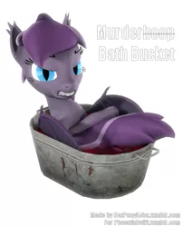 Size: 646x800 | Tagged: safe, artist:batponyecho, derpibooru import, oc, oc:violet rose, unofficial characters only, bat pony, pony, 3d, angry, bat pony oc, bat wings, bathtub, cutie mark, female, image, looking at you, mare, png, simple background, solo, source filmmaker, spread wings, tail, white background, wings