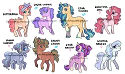 Size: 4062x2400 | Tagged: safe, artist:dreamscapevalley, derpibooru import, oc, oc:beautiful soul, oc:buttermilk, oc:moon cheese, oc:sandy stone, oc:star bright, oc:star finder, oc:sugar cookie, oc:winter breeze, unofficial characters only, alicorn, classical unicorn, earth pony, pegasus, pony, unicorn, alicorn oc, blank flank, blaze (coat marking), body freckles, cloven hooves, curved horn, ear piercing, earring, earth pony oc, female, freckles, hair tie, horn, image, jewelry, leonine tail, magical gay spawn, magical lesbian spawn, male, mare, offspring, parent:big macintosh, parent:cheese sandwich, parent:double diamond, parent:fleur-de-lis, parent:fluttershy, parent:marble pie, parent:party favor, parent:princess celestia, parent:princess luna, parent:shining armor, parent:sunburst, parent:sunset shimmer, parent:tree hugger, parent:twilight sparkle, parents:cheeseluna, parents:doublestia, parents:fleurhugger, parents:fluttermac, parents:marblemac, parents:shiningburst, parents:sunsetsparkle, parents:twifavor, pegasus oc, piercing, png, simple background, socks (coat marking), stallion, tongue out, unicorn oc, unshorn fetlocks, white background, wings