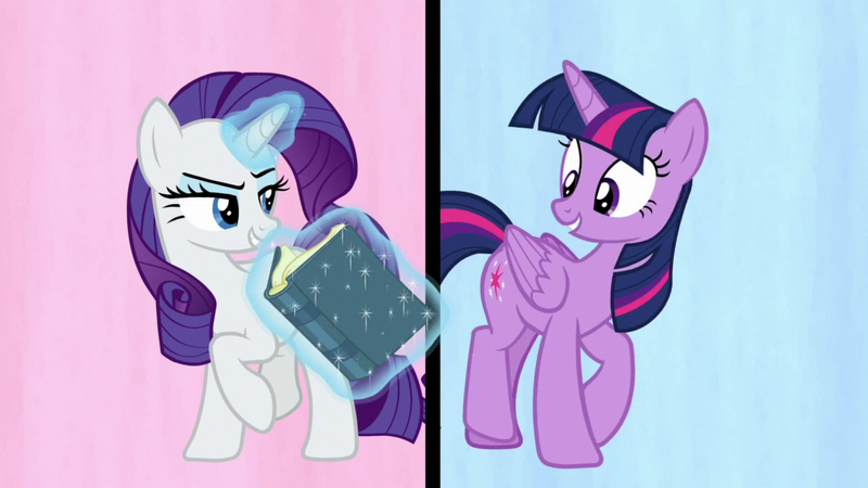 Size: 1280x720 | Tagged: safe, derpibooru import, screencap, rarity, twilight sparkle, twilight sparkle (alicorn), alicorn, pony, unicorn, fame and misfortune, book, duo, female, flawless, image, magic, mare, png, telekinesis