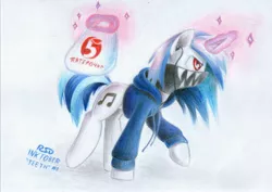 Size: 3284x2330 | Tagged: safe, artist:rsd500, derpibooru import, vinyl scratch, cyrillic, image, inktober, inktober 2020, jpeg, magic, mask, russian