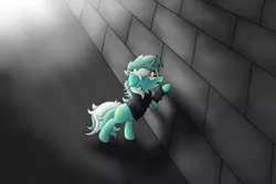 Size: 7381x4921 | Tagged: safe, artist:background basset, derpibooru import, lyra heartstrings, pony, unicorn, fanfic:background pony, absurd resolution, brick wall, clothes, dig the swell hoodie, hoodie, image, pink floyd, png, solo, the wall