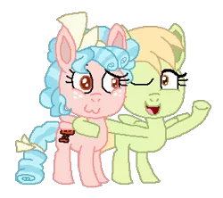 Size: 316x281 | Tagged: safe, artist:drypony198, derpibooru import, cozy glow, oc, oc:elena, pegasus, pony, cozybetes, cream heart's sister, cute, image, one eye closed, open mouth, png, simple background, transparent background