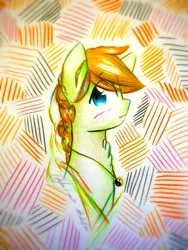 Size: 1920x2560 | Tagged: safe, artist:stardust0130, derpibooru import, oc, oc:swift stride, unofficial characters only, earth pony, pony, braided ponytail, bust, image, male, png, solo, stallion, traditional art