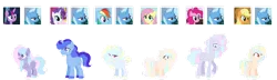 Size: 1280x370 | Tagged: safe, artist:disformed, derpibooru import, applejack, fluttershy, pinkie pie, rainbow dash, rarity, trixie, twilight sparkle, oc, female, image, lesbian, magical lesbian spawn, offspring, parent:applejack, parent:pinkie pie, parent:rainbow dash, parent:rarity, parent:trixie, parent:twilight sparkle, parents:rarixie, parents:tripplejack, parents:trixdash, parents:trixiepie, parents:trixieshy, parents:twixie, png, rarixie, shipping, tripplejack, trixdash, trixie gets all the mares, trixiepie, trixieshy, twixie