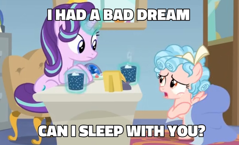 Size: 988x600 | Tagged: safe, deleted from derpibooru, derpibooru import, edit, edited screencap, screencap, cozy glow, starlight glimmer, pegasus, pony, unicorn, marks for effort, blanket, caption, chocolate, covered, desk, dialogue, duo, empathy cocoa, female, filly, food, glow, glowing cup, glowing horn, hoof hold, hooves on the table, horn, hot chocolate, image, image macro, jpeg, looking at each other, looking at someone, mare, marshmallow, marshmallows, open mouth, sitting, starlight's office, talking, text