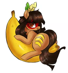 Size: 1725x1848 | Tagged: suggestive, artist:1eg, derpibooru import, oc, oc:kuruminha, ponified, pony, banana, brazil, brchan, face paint, food, image, nation ponies, original character do not steal, png, solo