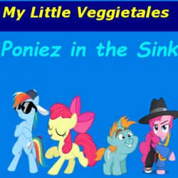 Size: 316x316 | Tagged: safe, artist:cartoonfan22, derpibooru import, apple bloom, pinkie pie, rainbow dash, snips, 1000 hours in ms paint, boyz in the sink, image, it came from deviantart, png, veggietales