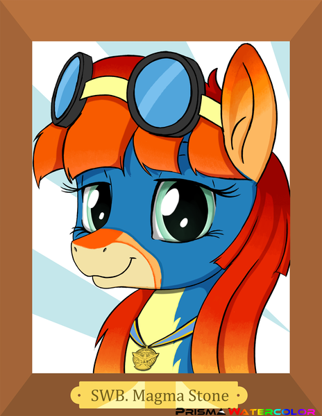 Size: 1550x2006 | Tagged: safe, artist:prismawatercolor, derpibooru import, oc, oc:magma stone, unofficial characters only, pegasus, pony, award, bust, clothes, female, goggles, image, medal, png, portrait, uniform, wonderbolts, wonderbolts uniform
