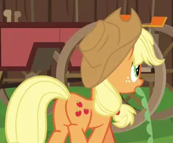 Size: 537x446 | Tagged: safe, derpibooru import, screencap, applejack, the cart before the ponies, applebutt, butt, cropped, image, plot, png, solo