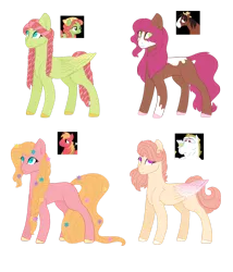Size: 1280x1494 | Tagged: safe, artist:wispyaxolotl, derpibooru import, edit, big macintosh, bulk biceps, tree hugger, trouble shoes, oc, unnamed oc, unofficial characters only, earth pony, pegasus, pony, braid, colored hooves, colored wings, colored wingtips, dreadlocks, female, flower, flower in hair, flower in tail, folded wings, image, magical lesbian spawn, mare, no pupils, offspring, parent:big macintosh, parent:bulk biceps, parent:fluttershy, parent:tree hugger, parent:trouble shoes, parent:troubleshoes clyde, parents:flutterbulk, parents:flutterhugger, parents:fluttermac, parents:troubleshy, piebald coloring, png, simple background, transparent background, wings