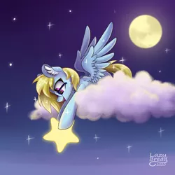 Size: 4000x4000 | Tagged: safe, artist:lazybread, derpibooru import, oc, oc:cloud cuddler, unofficial characters only, pegasus, pony, accessories, cloud, commission, cute, female, glasses, image, moon, night, not derpy, png, solo, stars, tangible heavenly object, ych result
