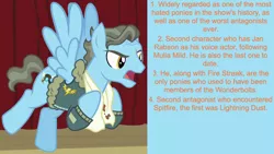 Size: 1920x1080 | Tagged: safe, derpibooru import, edit, edited screencap, editor:jaredking203, screencap, wind rider, pegasus, pony, rarity investigates, facts, image, male, png, solo, stallion