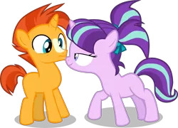 Size: 6801x4906 | Tagged: safe, artist:frownfactory, derpibooru import, edit, editor:slayerbvc, vector edit, starlight glimmer, sunburst, pony, uncommon bond, absurd resolution, blank flank, colt, colt sunburst, female, filly, filly starlight glimmer, image, male, not sure if want, out of context, png, simple background, sockless sunburst, transparent background, vector, younger