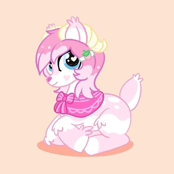 Size: 1080x1080 | Tagged: safe, artist:mediocremare, derpibooru import, oc, unofficial characters only, deer, deer pony, original species, pony, clothes, heart eyes, image, jpeg, lying down, prone, scarf, smiling, solo, wingding eyes