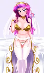 Size: 2860x4784 | Tagged: suggestive, artist:danmakuman, derpibooru import, princess cadance, human, adorasexy, beautisexy, belly button, breasts, bridal lingerie, bride, busty princess cadance, clothes, cute, dress, female, garter belt, humanized, image, jewelry, lingerie, milf, necklace, png, sexy, socks, solo, solo female, thigh highs, wedding dress