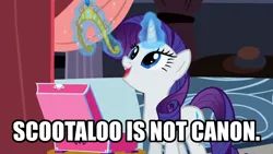 Size: 1280x720 | Tagged: safe, derpibooru import, edit, edited screencap, screencap, rarity, sweet and elite, background pony strikes again, forced meme, image, implied scootaloo, meme, obligatory pony, op, op is a duck, op is on drugs, op is trying to be funny, op is trying too hard, op is trying to start shit, op needs to stop, png, solo