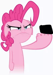Size: 496x699 | Tagged: safe, artist:zutheskunk edits, derpibooru import, edit, pinkie pie, pony, angry, censored, hoof fingers, image, middle finger, png, solo, suddenly hands, unnecessary censorship, vulgar