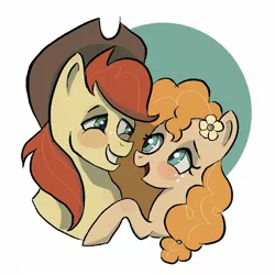 Size: 1200x1200 | Tagged: safe, artist:camaleao, derpibooru import, bright mac, pear butter, earth pony, pony, brightabetes, brightbutter, couple, cute, female, image, jpeg, male, pearabetes, shipping, simple background, straight, white background