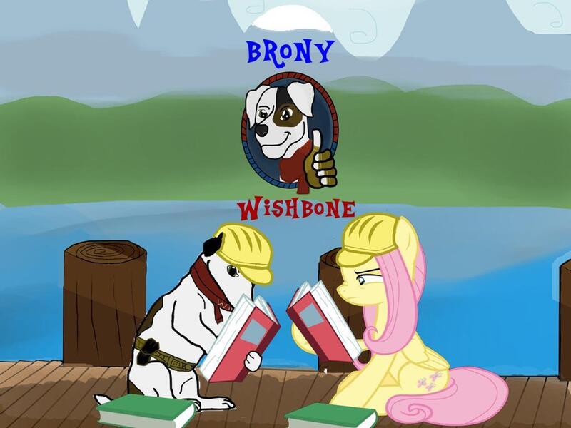 Size: 1024x768 | Tagged: safe, artist:bronywishbone, derpibooru import, fluttershy, dog, jack russell terrier, pegasus, pony, book, crossover, fanart, fluttershy is not amused, hard hat, image, jpeg, nose wrinkle, pier, reading, unamused, wishbone, wishbone heroes, wishbone heroes: friends forever