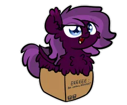 Size: 3250x2688 | Tagged: safe, artist:kimjoman, derpibooru import, part of a set, oc, oc:nightshine, unofficial characters only, bat pony, pony, bat pony oc, bat wings, box, chest fluff, commission, cute, female, fluffy, image, mare, png, pony in a box, simple background, solo, transparent background, wings, ych result