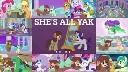Size: 1968x1110 | Tagged: safe, derpibooru import, edit, edited screencap, editor:quoterific, screencap, applejack, auburn vision, berry blend, berry bliss, bifröst, citrine spark, clever musings, fire flicker, fire quacker, fluttershy, fuchsia frost, gallus, golden crust, goldy wings, lilac swoop, midnight snack (character), night view, november rain, ocarina green, ocellus, peppermint goldylinks, pinkie pie, rarity, sandbar, silverstream, smolder, spike, strawberry scoop, summer breeze, tune-up, twilight sparkle, twilight sparkle (alicorn), violet twirl, yona, ponified, alicorn, changeling, dragon, earth pony, gryphon, hippogriff, pegasus, pony, yak, she's all yak, applejack's hat, bipedal, burp, cowboy hat, cowgirl position, crying, dj scales and tail, female, friendship student, glasses, glowing horn, grin, hat, horn, image, magic, magic aura, male, mirror, open mouth, png, pony yona, school of friendship, smiling, species swap, student six, winged spike