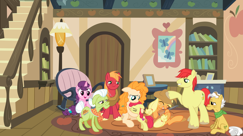 Size: 2064x1160 | Tagged: safe, artist:amarthgul, artist:boneswolbach, artist:not-yet-a-brony, artist:tomfraggle, derpibooru import, apple bloom, applejack, big macintosh, bright mac, grand pear, granny smith, pear butter, sugar belle, pony, apple family, apple siblings, apple sisters, apples and pears, brightbutter, brother and sister, christmas, crying, days gone by, family, family reunion, father and child, father and daughter, father and daughter-in-law, father and son, father and son-in-law, female, grandfather and grandchild, grandfather and granddaughter, grandfather and grandson, grandmother and grandchild, grandmother and granddaughter, grandmother and granddaughter-in-law, grandmother and grandson, guitar, hearth's warming, heartwarming, holiday, hug, husband and wife, image, living room, lyrics in the description, male, mother and child, mother and daughter, mother and daughter-in-law, mother and son, musical instrument, png, reunion, shipping, siblings, sister-in-law, sisters, smiling, straight, sugarmac, sweet apple acres, tears of joy, the whole apple family, youtube link
