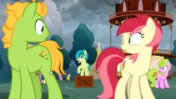 Size: 1365x768 | Tagged: safe, derpibooru import, screencap, amber grain, berry blend, berry bliss, bon bon, daisy, flower wishes, peppe ronnie, roseluck, sandbar, sweetie drops, earth pony, the ending of the end, friendship student, image, png