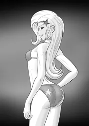 Size: 4961x7016 | Tagged: suggestive, alternate version, artist:symptom99, derpibooru import, trixie, equestria girls, ass, bra, breasts, butt, clothes, grayscale, image, monochrome, panties, png, the great and powerful ass, underwear