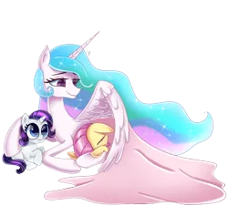 Size: 7500x7100 | Tagged: safe, artist:melanyoprisdraws, derpibooru import, fluttershy, princess celestia, rarity, alicorn, pegasus, pony, unicorn, absurd resolution, comforting, cute, cutelestia, eyes closed, female, filly, filly fluttershy, filly rarity, hug, image, mare, momlestia, png, raribetes, shyabetes, simple background, transparent background, winghug, wings, younger