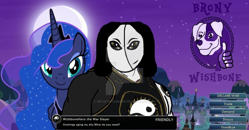 Size: 1024x536 | Tagged: safe, artist:bronywishbone, derpibooru import, princess luna, oc, dog, pony, unicorn, civilization v, crossover, deviantart watermark, fanart, fanfic art, image, jpeg, obtrusive watermark, wat, watermark, wishbone heroes