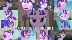 Size: 1968x1109 | Tagged: safe, derpibooru import, edit, edited screencap, editor:quoterific, screencap, starlight glimmer, pony, unicorn, the cutie map, the cutie re-mark, angry, crying, cutie mark vault, equal cutie mark, evil, evil grin, female, floppy ears, glowing horn, grin, gritted teeth, horn, image, magic, magic aura, open mouth, png, quiet, rage, s5 starlight, smiling, solo, staff, staff of sameness, tears of rage, teeth, twilight's castle, wavy mouth, wind