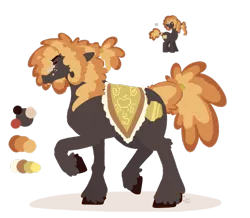 Size: 2625x2285 | Tagged: safe, artist:cyanreef, derpibooru import, oc, oc:heracles apple, unofficial characters only, earth pony, pony, color palette, freckles, image, next generation, offspring, parent:applejack, parent:king sombra, parents:sombrajack, png, saddle, simple background, solo, tack, transparent background, unshorn fetlocks