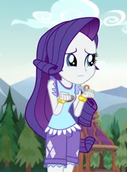 Size: 798x1080 | Tagged: safe, derpibooru import, screencap, rarity, equestria girls, legend of everfree, camp everfree outfits, clothes, cropped, cute, cutie mark, cutie mark on clothes, female, image, jewelry, png, solo