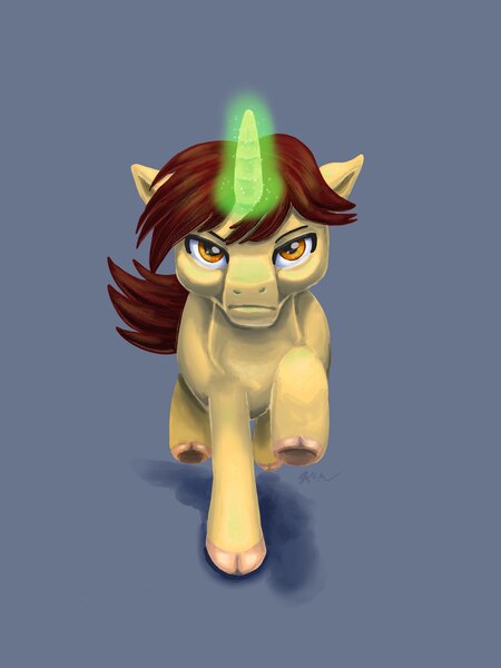 Size: 3000x4000 | Tagged: safe, artist:catscratchpaper, derpibooru import, oc, oc:ethereal divide, pony, unicorn, charge, facing you, galloping, glowing horn, horn, image, jpeg, magic, magic aura, male, serious, serious face, simple background, stallion, stoic