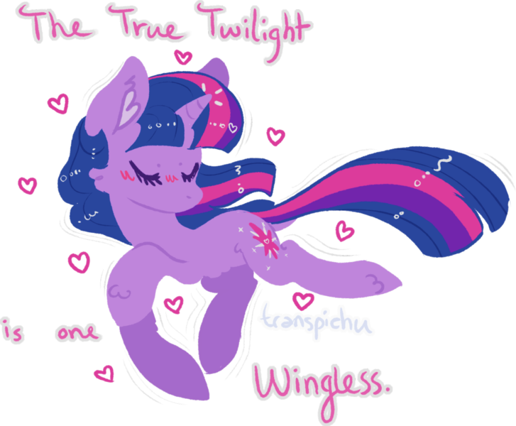 Size: 1280x1057 | Tagged: safe, artist:kiddinsdeluxe, derpibooru import, twilight sparkle, unicorn, alicorn drama, caption, drama, eyes closed, floating, handwriting, image, lineless, png, shiny, simple background, solo, sparkles, transparent background, unicorn twilight