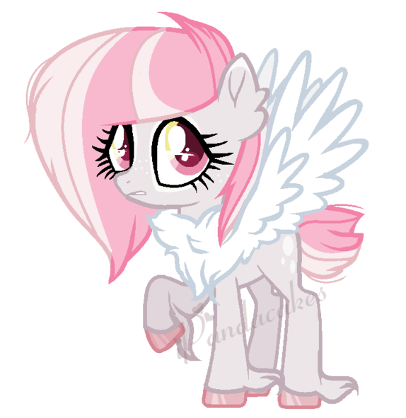 Size: 574x591 | Tagged: safe, artist:ipandacakes, derpibooru import, oc, oc:little dove, hybrid, female, image, interspecies offspring, offspring, parent:discord, parent:fluttershy, parents:discoshy, png, simple background, solo, transparent background