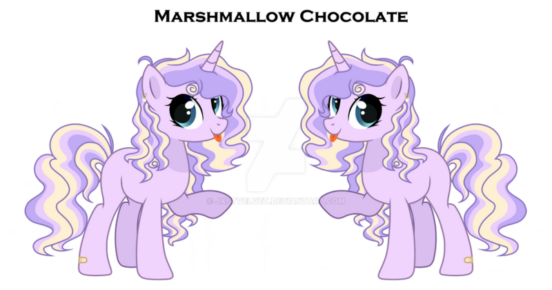 Size: 1280x674 | Tagged: safe, artist:jxstvelvet, derpibooru import, oc, oc:marshmallow chocolate, pony, unicorn, deviantart watermark, female, image, mare, obtrusive watermark, png, simple background, solo, tongue out, transparent background, watermark