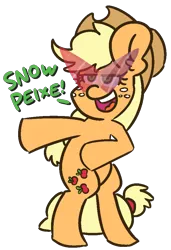 Size: 650x950 | Tagged: safe, artist:threetwotwo32232, derpibooru import, applejack, earth pony, pony, bipedal, female, image, kamina sunglasses, open mouth, png, simple background, solo, sunglasses, transparent background