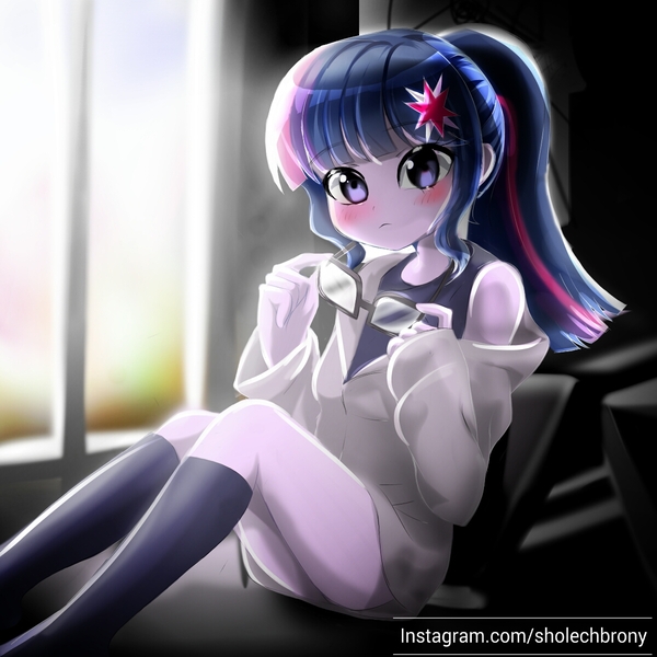 Size: 1200x1200 | Tagged: safe, artist:sholechbrony, derpibooru import, sci-twi, twilight sparkle, equestria girls, adorasexy, blushing, clothes, cute, female, glasses, holding, image, jpeg, legs, schrödinger's pantsu, sexy, socks, solo, twiabetes, window