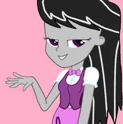 Size: 600x602 | Tagged: safe, artist:octascratchrock, derpibooru import, octavia melody, equestria girls, bedroom eyes, belt, bow, bowtie, button, buttons, clothes, cute, dress shirt, image, jpeg, necktie, pink, purple, sexy, skirt, vest