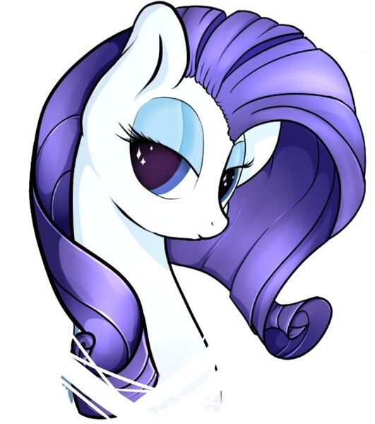 Size: 650x735 | Tagged: safe, artist:kebchach, derpibooru import, rarity, pony, artist error, bust, female, image, jpeg, mare, missing horn, simple background, solo, white background