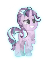 Size: 6000x8466 | Tagged: safe, artist:lincolnbrewsterfan, derpibooru import, starlight glimmer, crystal pony, pony, unicorn, absurd resolution, alternate hairstyle, crystallized, crystallized pony, derpibooru exclusive, female, hairband, hoof designs, image, inkscape, looking forward, mare, png, rainbow power, rainbow power-ified, raised hoof, simple background, smiling, tail band, transparent background, vector