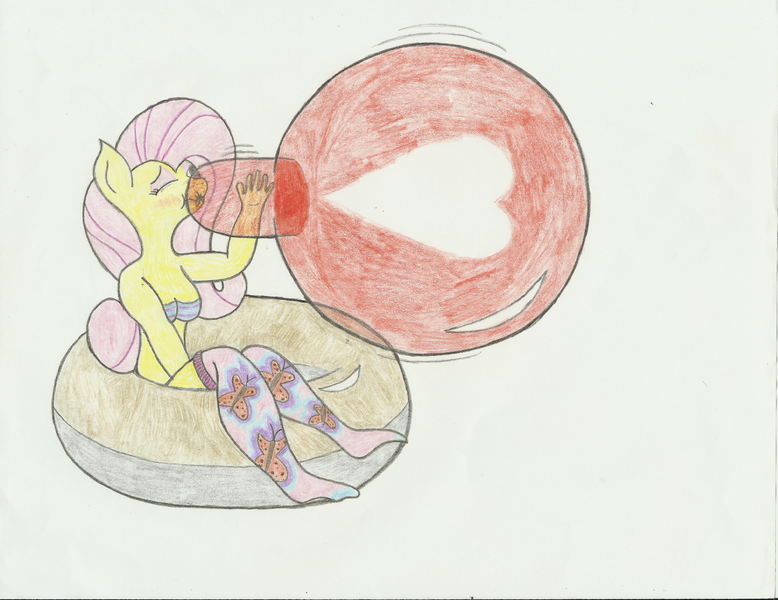 Size: 3283x2531 | Tagged: questionable, artist:th3ph0b1ap0n3, derpibooru import, fluttershy, anthro, pegasus, balloon, balloon fetish, blowing up balloons, bra, clothes, colored pencil drawing, fetish, fingering, image, inflatable, inner tube, nervous, png, sex, socks, traditional art, underwear