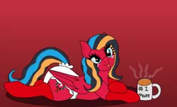 Size: 1280x772 | Tagged: safe, artist:lynnthenerdkitty, derpibooru import, ponified, pony, unicorn, :p, adult foal, diaper, diaper fetish, female, fetish, food, image, jpeg, mug, non-baby in diaper, solo, tea, tongue out, transformers, windblade