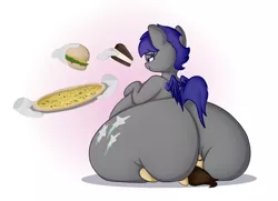 Size: 2900x2100 | Tagged: suggestive, artist:andesblorps, derpibooru import, oc, oc:cornerstone, oc:midnight blossom, unofficial characters only, bat pony, earth pony, pony, bat pony oc, bat wings, belly, big belly, burger, butt, butt grab, butt touch, cake, chubby, chubby cheeks, disembodied hand, earth pony oc, faceful of ass, facesitting, fat, feedee, feeding, food, grope, hand, huge belly, huge butt, image, impossibly large belly, impossibly large butt, large belly, large butt, obese, patreon, patreon reward, pizza, png, simple background, sitting on, sitting on pony, the ass was fat, the ass was too fat, wings