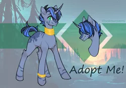 Size: 1297x902 | Tagged: safe, artist:inkynotebook, derpibooru import, oc, unofficial characters only, hybrid, pony, unicorn, zony, base used, bracelet, bust, horn, image, interspecies offspring, jewelry, magical lesbian spawn, neck rings, offspring, parent:princess luna, parent:zecora, parents:lunacora, png, unicorn oc