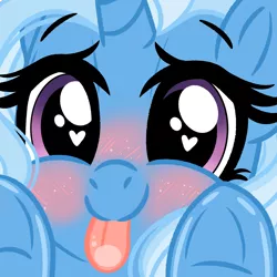 Size: 2000x2000 | Tagged: source needed, safe, artist:emberslament, derpibooru import, part of a set, trixie, pony, unicorn, :p, blushing, close-up, cute, daaaaaaaaaaaw, diatrixes, female, heart eyes, high res, hnnng, image, licking, licking screen, looking at you, mare, png, solo, tongue out, underhoof, window licking, wingding eyes