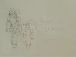 Size: 4608x3456 | Tagged: safe, artist:acid flask, derpibooru import, sunny starscout, earth pony, pony, boy scout, boy scout uniform, canteen, derpibooru exclusive, drawing, g5, girl scout, happy, image, jpeg, looking at you, merit badge, neckerchief, picture, sash, sketch, smiling, smiling at you, star rank, troop 272, water bottle